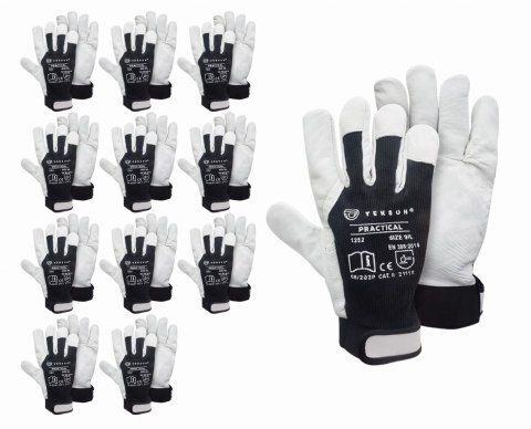 Rękawice Ochronne Tekson Practical 1252 Skóra Kozia Z Rzepem - 12 Par (10 - XL) Rękawice Ochronne Tekson Practical 1252 Skóra Kozia Z Rzepem - 12 Par (10 - XL)