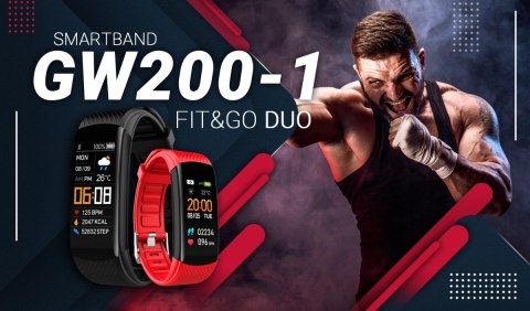 Smartband Giewont Fit&GO Duo GW200-1 - Black + Pasek Alert Red Giewont Smartband Giewont Fit&GO Duo GW200-1 - Black + Pasek Alert Red Giewont