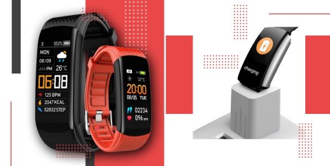 Smartband Giewont Fit&GO Duo GW200-1 - Black + Pasek Alert Red Giewont Smartband Giewont Fit&GO Duo GW200-1 - Black + Pasek Alert Red Giewont