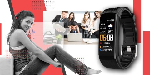 Smartband Giewont Fit&GO Duo GW200-1 - Black + Pasek Alert Red Giewont Smartband Giewont Fit&GO Duo GW200-1 - Black + Pasek Alert Red Giewont