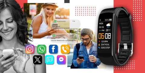 Smartband Giewont Fit&GO Duo GW200-1 - Black + Pasek Alert Red Giewont Smartband Giewont Fit&GO Duo GW200-1 - Black + Pasek Alert Red Giewont