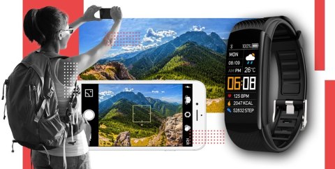 Smartband Giewont Fit&GO Duo GW200-1 - Black + Pasek Alert Red Giewont Smartband Giewont Fit&GO Duo GW200-1 - Black + Pasek Alert Red Giewont