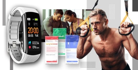 Smartband Giewont Fit&GO Duo GW200-2 - Black + Pasek Ice White Giewont Smartband Giewont Fit&GO Duo GW200-2 - Black + Pasek Ice White Giewont
