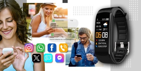 Smartband Giewont Fit&GO Duo GW200-2 - Black + Pasek Ice White Giewont Smartband Giewont Fit&GO Duo GW200-2 - Black + Pasek Ice White Giewont