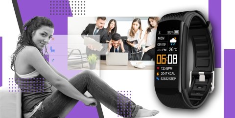Smartband Giewont Fit&GO Duo GW200-3 - Black + Pasek Flora Violet Giewont Smartband Giewont Fit&GO Duo GW200-3 - Black + Pasek Flora Violet Giewont