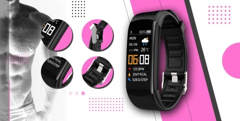 Smartband Giewont Fit&GO Duo GW200-4 - Black + Pasek Think Pink Giewont Smartband Giewont Fit&GO Duo GW200-4 - Black + Pasek Think Pink Giewont