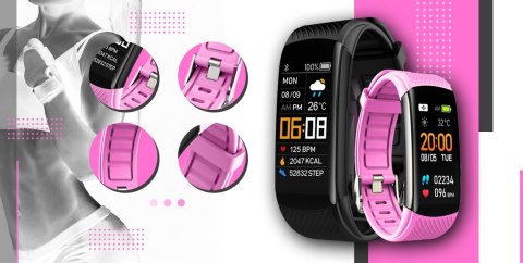 Smartband Giewont Fit&GO Duo GW200-4 - Black + Pasek Think Pink Giewont Smartband Giewont Fit&GO Duo GW200-4 - Black + Pasek Think Pink Giewont