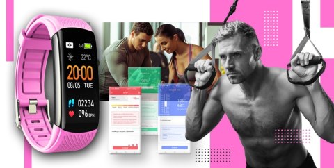 Smartband Giewont Fit&GO Duo GW200-4 - Black + Pasek Think Pink Giewont Smartband Giewont Fit&GO Duo GW200-4 - Black + Pasek Think Pink Giewont