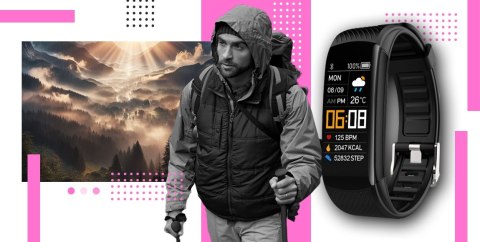 Smartband Giewont Fit&GO Duo GW200-4 - Black + Pasek Think Pink Giewont Smartband Giewont Fit&GO Duo GW200-4 - Black + Pasek Think Pink Giewont