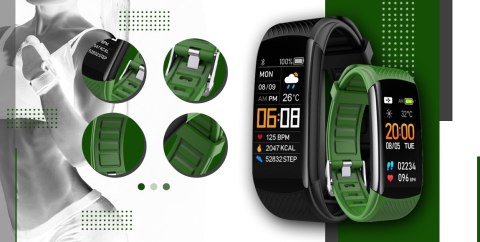 Smartband Giewont Fit&GO Duo GW200-5 - Black + Pasek Go Green Giewont Smartband Giewont Fit&GO Duo GW200-5 - Black + Pasek Go Green Giewont