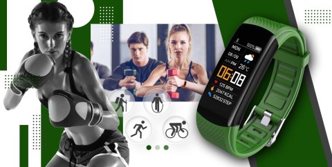 Smartband Giewont Fit&GO Duo GW200-5 - Black + Pasek Go Green Giewont Smartband Giewont Fit&GO Duo GW200-5 - Black + Pasek Go Green Giewont