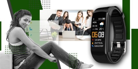 Smartband Giewont Fit&GO Duo GW200-5 - Black + Pasek Go Green Giewont Smartband Giewont Fit&GO Duo GW200-5 - Black + Pasek Go Green Giewont