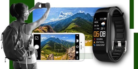 Smartband Giewont Fit&GO Duo GW200-5 - Black + Pasek Go Green Giewont Smartband Giewont Fit&GO Duo GW200-5 - Black + Pasek Go Green Giewont