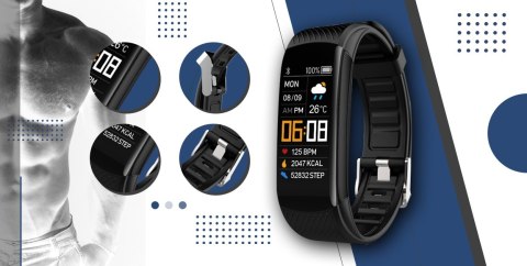 Smartband Giewont Fit&GO Duo GW200-6 - Black + Pasek Smart Navy Giewont Smartband Giewont Fit&GO Duo GW200-6 - Black + Pasek Smart Navy Giewont