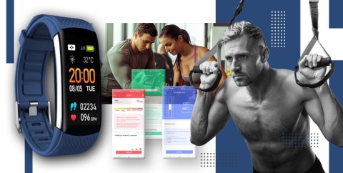 Smartband Giewont Fit&GO Duo GW200-6 - Black + Pasek Smart Navy Giewont Smartband Giewont Fit&GO Duo GW200-6 - Black + Pasek Smart Navy Giewont