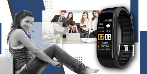 Smartband Giewont Fit&GO Duo GW200-6 - Black + Pasek Smart Navy Giewont Smartband Giewont Fit&GO Duo GW200-6 - Black + Pasek Smart Navy Giewont