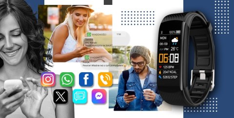 Smartband Giewont Fit&GO Duo GW200-6 - Black + Pasek Smart Navy Giewont Smartband Giewont Fit&GO Duo GW200-6 - Black + Pasek Smart Navy Giewont