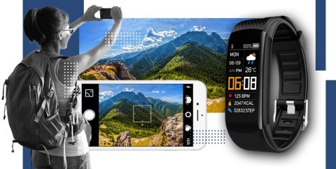 Smartband Giewont Fit&GO Duo GW200-6 - Black + Pasek Smart Navy Giewont Smartband Giewont Fit&GO Duo GW200-6 - Black + Pasek Smart Navy Giewont
