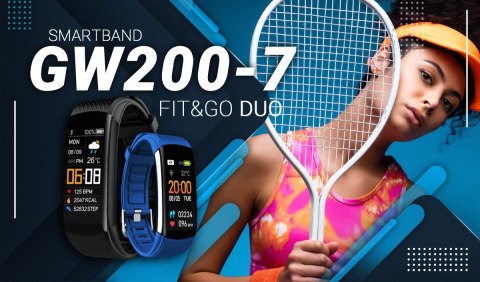 Smartband Giewont Fit&GO Duo GW200-7 - Black + Pasek Sky Blue Giewont Smartband Giewont Fit&GO Duo GW200-7 - Black + Pasek Sky Blue Giewont