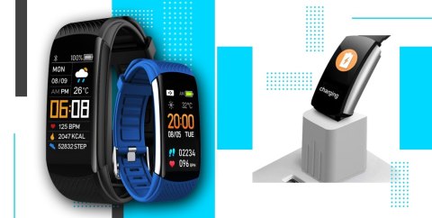 Smartband Giewont Fit&GO Duo GW200-7 - Black + Pasek Sky Blue Giewont Smartband Giewont Fit&GO Duo GW200-7 - Black + Pasek Sky Blue Giewont