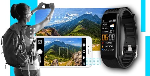Smartband Giewont Fit&GO Duo GW200-7 - Black + Pasek Sky Blue Giewont Smartband Giewont Fit&GO Duo GW200-7 - Black + Pasek Sky Blue Giewont