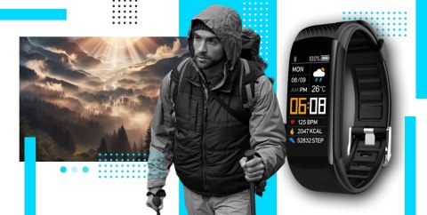 Smartband Giewont Fit&GO Duo GW200-7 - Black + Pasek Sky Blue Giewont Smartband Giewont Fit&GO Duo GW200-7 - Black + Pasek Sky Blue Giewont