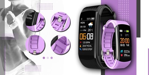 Smartband Giewont Fit&GO Duo GW200-8 - Black + Pasek Touch of Lavender Giewont Smartband Giewont Fit&GO Duo GW200-8 - Black + Pasek Touch of Lavender Giewont