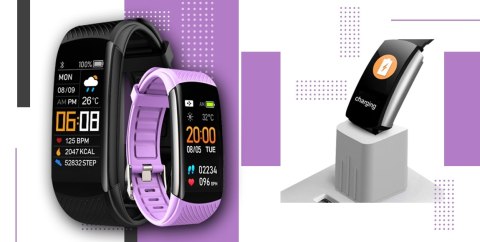 Smartband Giewont Fit&GO Duo GW200-8 - Black + Pasek Touch of Lavender Giewont Smartband Giewont Fit&GO Duo GW200-8 - Black + Pasek Touch of Lavender Giewont