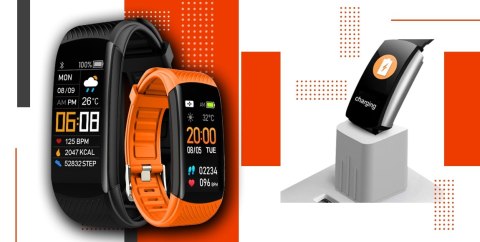Smartband Giewont Fit&GO Duo GW200-9 - Black + Pasek Orange Power Giewont Smartband Giewont Fit&GO Duo GW200-9 - Black + Pasek Orange Power Giewont