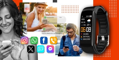 Smartband Giewont Fit&GO Duo GW200-9 - Black + Pasek Orange Power Giewont Smartband Giewont Fit&GO Duo GW200-9 - Black + Pasek Orange Power Giewont