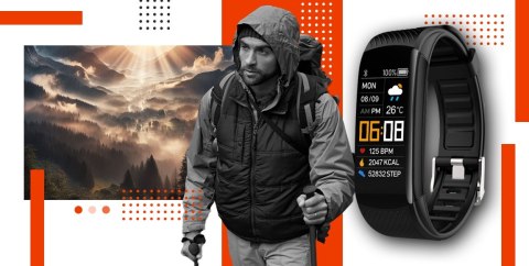 Smartband Giewont Fit&GO Duo GW200-9 - Black + Pasek Orange Power Giewont Smartband Giewont Fit&GO Duo GW200-9 - Black + Pasek Orange Power Giewont