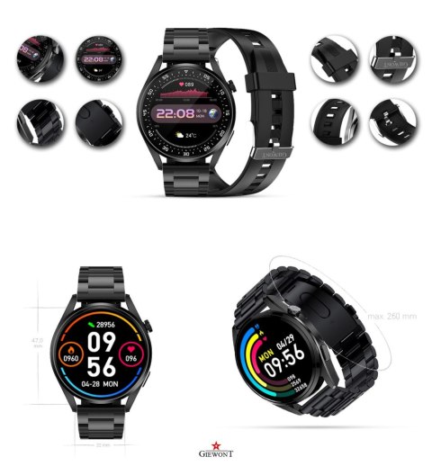 Smartwatch Giewont Vertex SmartCall GW450-1 Carbon/Carbon Silikon Giewont Smartwatch Giewont Vertex SmartCall GW450-1 Carbon/Carbon Silikon Giewont