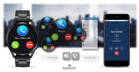 Smartwatch Giewont Vertex SmartCall GW450-1 Carbon/Carbon Silikon Giewont Smartwatch Giewont Vertex SmartCall GW450-1 Carbon/Carbon Silikon Giewont