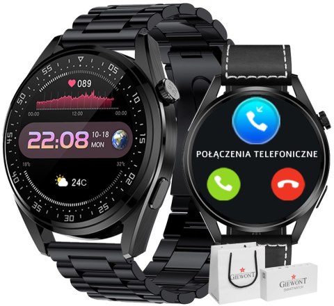 Smartwatch Giewont Vertex SmartCall GW450-2 Carbon/Carbon Leather Giewont Smartwatch Giewont Vertex SmartCall GW450-2 Carbon/Carbon Leather Giewont