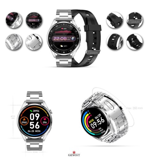Smartwatch Giewont Vertex SmartCall GW450-4 Silver/Carbon Silikon Giewont Smartwatch Giewont Vertex SmartCall GW450-4 Silver/Carbon Silikon Giewont