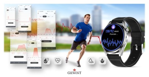 Smartwatch Giewont Vertex SmartCall GW450-5 Silver/Carbon Leather Giewont Smartwatch Giewont Vertex SmartCall GW450-5 Silver/Carbon Leather Giewont