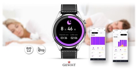 Smartwatch Giewont Vertex SmartCall GW450-5 Silver/Carbon Leather Giewont Smartwatch Giewont Vertex SmartCall GW450-5 Silver/Carbon Leather Giewont