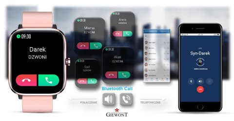 Smartwatch Giewont Dynamic SmartCall GW230-1 - Rose Gold/Powder Pink Giewont Smartwatch Giewont Dynamic SmartCall GW230-1 - Rose Gold/Powder Pink Giewont