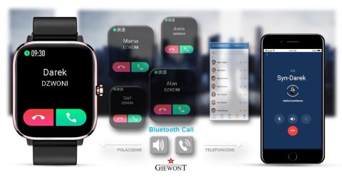Smartwatch Giewont Dynamic SmartCall GW230-3 - Rose Gold/Black Effect Giewont Smartwatch Giewont Dynamic SmartCall GW230-3 - Rose Gold/Black Effect Giewont