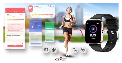Smartwatch Giewont Dynamic SmartCall GW230-3 - Rose Gold/Black Effect Giewont Smartwatch Giewont Dynamic SmartCall GW230-3 - Rose Gold/Black Effect Giewont