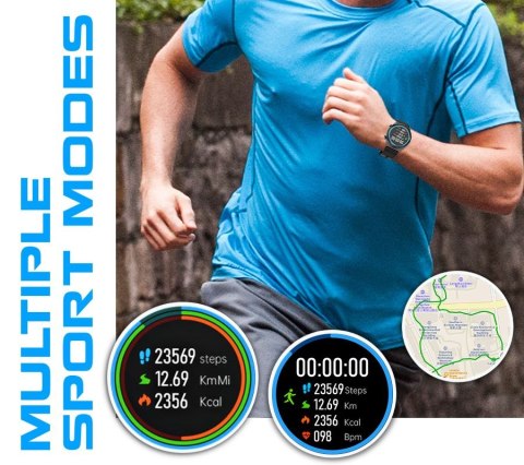 Smartwatch Rubicon RNCE99-2 Czarno-Czarny + Czarny Pasek Silikonowy RUBICON Smartwatch Rubicon RNCE99-2 Czarno-Czarny + Czarny Pasek Silikonowy RUBICON