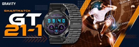 Smartwatch Gravity GT21-1+ Czarny Pasek Silikonowy Gravity Smartwatch Gravity GT21-1+ Czarny Pasek Silikonowy Gravity