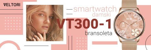 Smartwatch Damski Veltori VT300-1 Złota Bransoleta VELTORI Smartwatch Damski Veltori VT300-1 Złota Bransoleta VELTORI