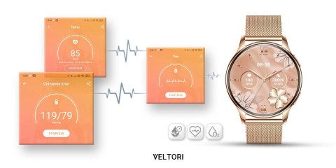 Smartwatch Damski Veltori VT300-1 Złota Bransoleta VELTORI Smartwatch Damski Veltori VT300-1 Złota Bransoleta VELTORI