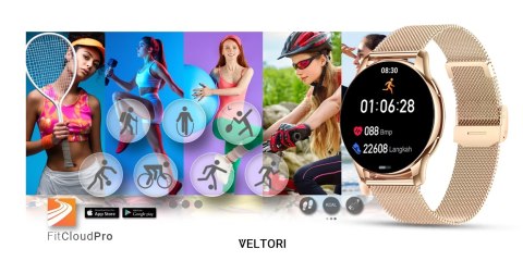 Smartwatch Damski Veltori VT300-1 Złota Bransoleta VELTORI Smartwatch Damski Veltori VT300-1 Złota Bransoleta VELTORI