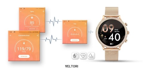 Smartwatch Damski Veltori VT310-1 Złota Bransoleta + Różowy Pasek Silikonowy VELTORI Smartwatch Damski Veltori VT310-1 Złota Bransoleta + Różowy Pasek Silikonowy VELTORI
