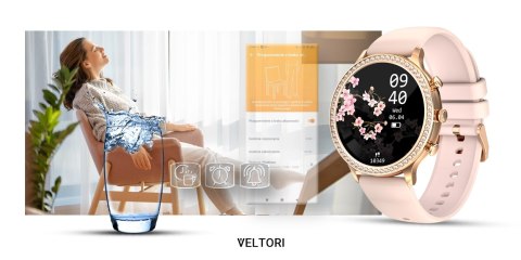 Smartwatch Damski Veltori VT310-1 Złota Bransoleta + Różowy Pasek Silikonowy VELTORI Smartwatch Damski Veltori VT310-1 Złota Bransoleta + Różowy Pasek Silikonowy VELTORI