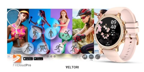 Smartwatch Damski Veltori VT310-1 Złota Bransoleta + Różowy Pasek Silikonowy VELTORI Smartwatch Damski Veltori VT310-1 Złota Bransoleta + Różowy Pasek Silikonowy VELTORI
