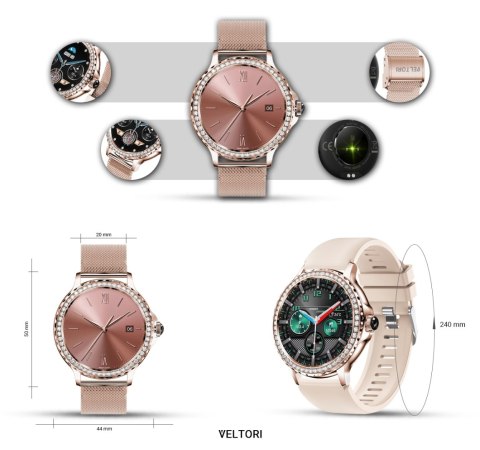 Smartwatch Damski Veltori VT320-1 Złota Bransoleta + Różowy Pasek Silikonowy VELTORI Smartwatch Damski Veltori VT320-1 Złota Bransoleta + Różowy Pasek Silikonowy VELTORI
