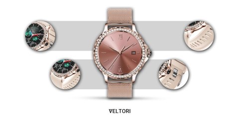 Smartwatch Damski Veltori VT320-1 Złota Bransoleta + Różowy Pasek Silikonowy VELTORI Smartwatch Damski Veltori VT320-1 Złota Bransoleta + Różowy Pasek Silikonowy VELTORI